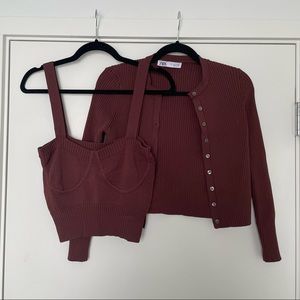 Burgundy brown Zara Knit Set - S